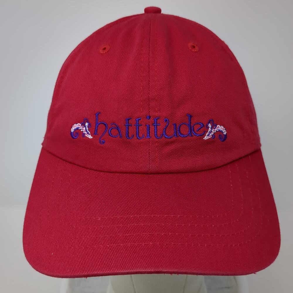 Hattitude Strapback Hat Solid Red One Size Adjustable Embroidered View 2